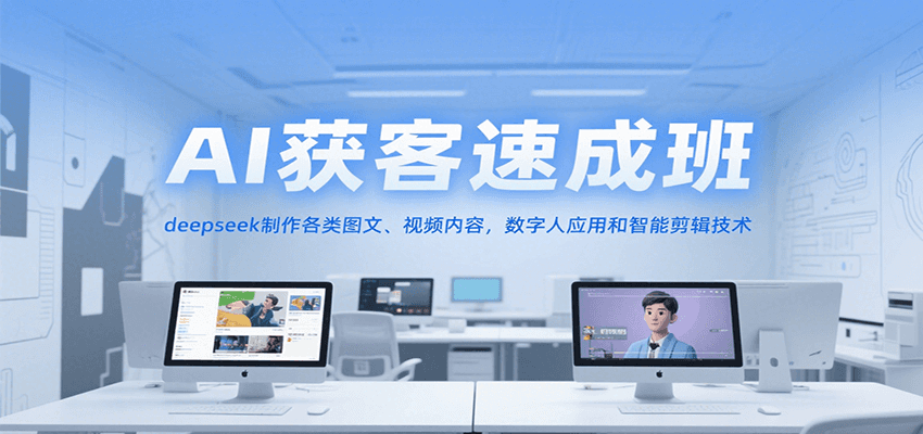AI获客速成班，deepseek制作各类图文、视频内容，数字人应用和智能剪辑技术-墨痕微课