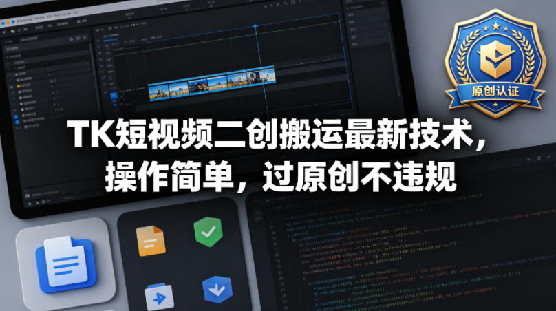 TK短视频二创搬运最新技术，操作简单，过原创不违规-墨痕微课