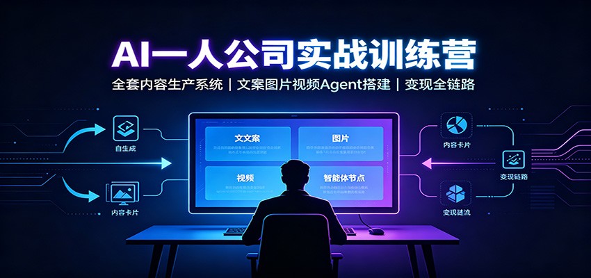 AI创作一人公司实战训练营：全套内容生产系统，文案图片视频Agent搭建变现全链路-墨痕微课