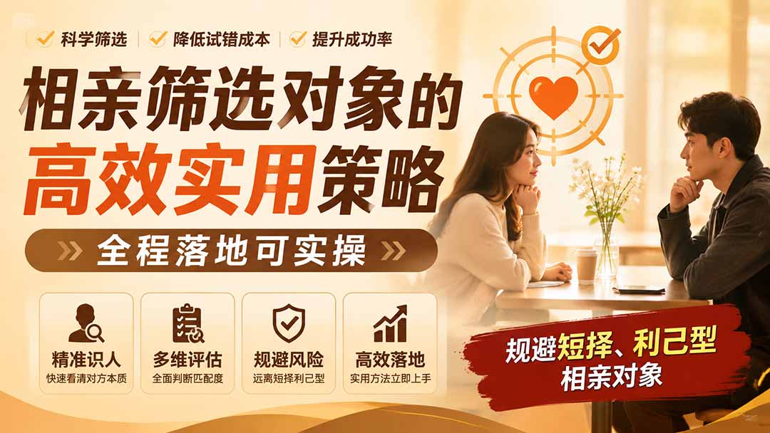 付费文章：相亲筛选对象的高效实用策略，全程落地可实操，规避短择、利己型相亲对象-墨痕微课