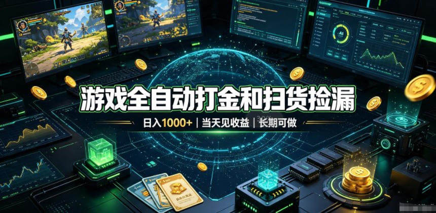 游戏全自动打金和扫货捡漏,日入1k+,当天见收益,长期可做!【揭秘】-墨痕微课