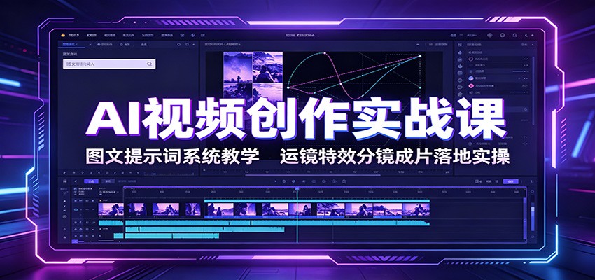 AI视频创作实战课：图文提示词系统教学，运镜特效分镜成片落地实操-墨痕微课