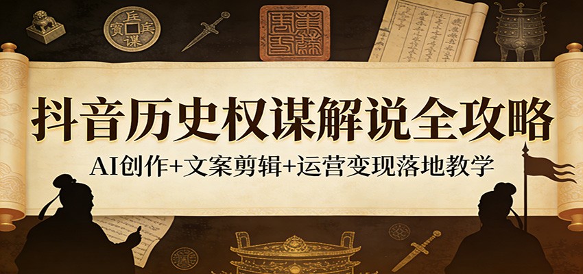 抖音历史权谋解说全攻略：AI创作+文案剪辑+运营变现落地教学-墨痕微课