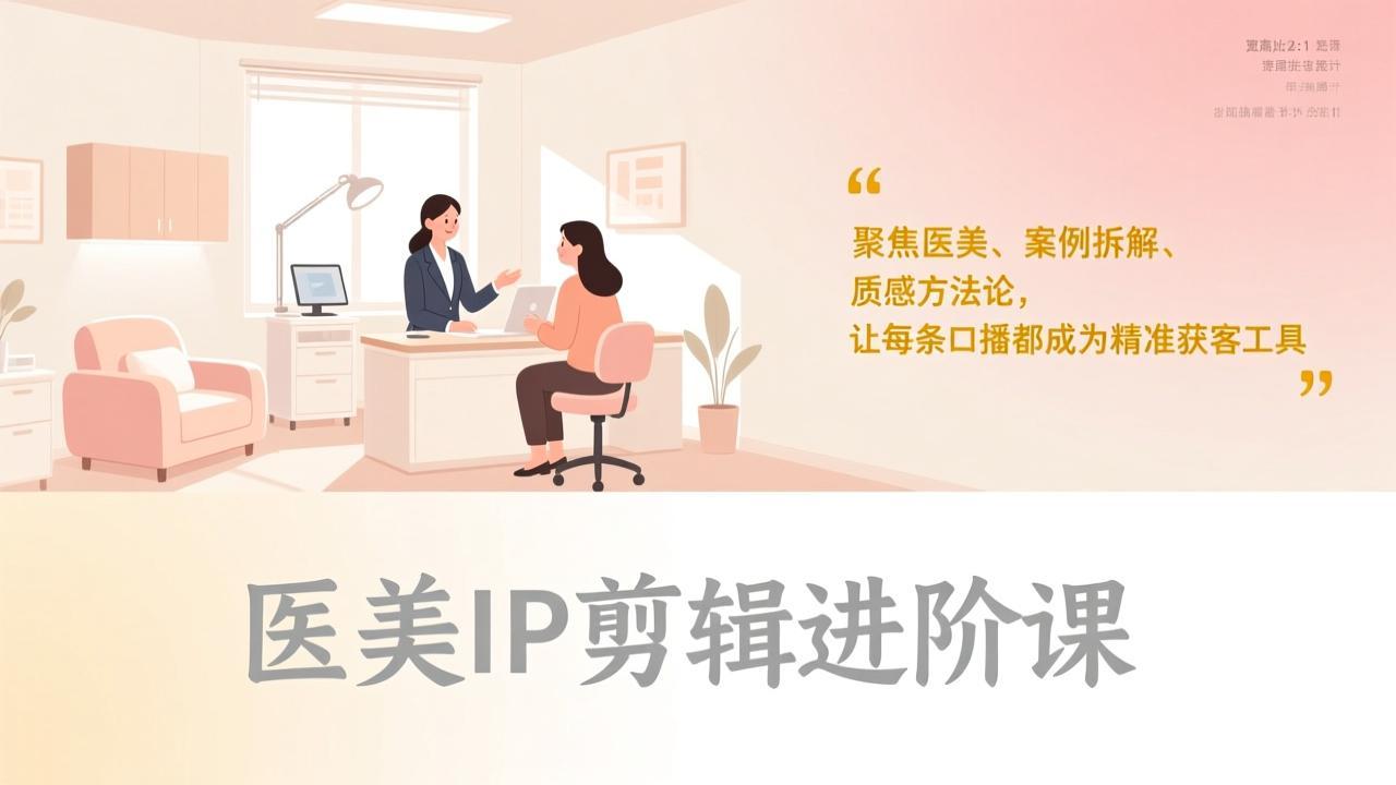 医美IP剪辑进阶课，聚焦医美、案例拆解、质感方法论，让每条口播都成为精准获客工具-墨痕微课