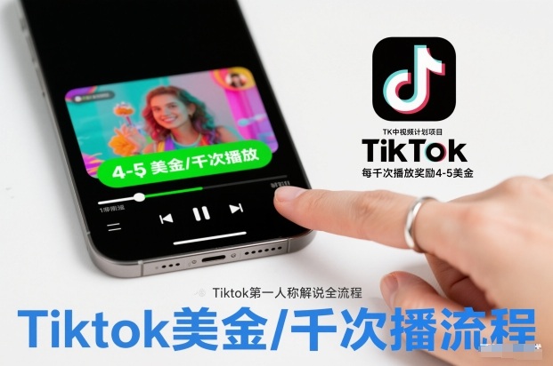 TK中视频计划项目,Tiktok第一人称解说流程,每干次播放奖励4-5美金-墨痕微课