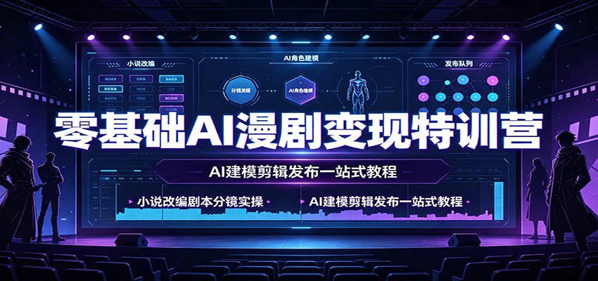 零基础AI漫剧变现特训营：小说改编剧本分镜实操，AI建模剪辑发布一站式教程-墨痕微课