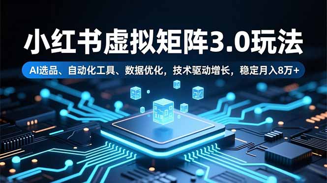 小红书虚拟矩阵3.0玩法，AI选品、自动化工具、数据优化，技术驱动增长，稳定月入8万+-墨痕微课