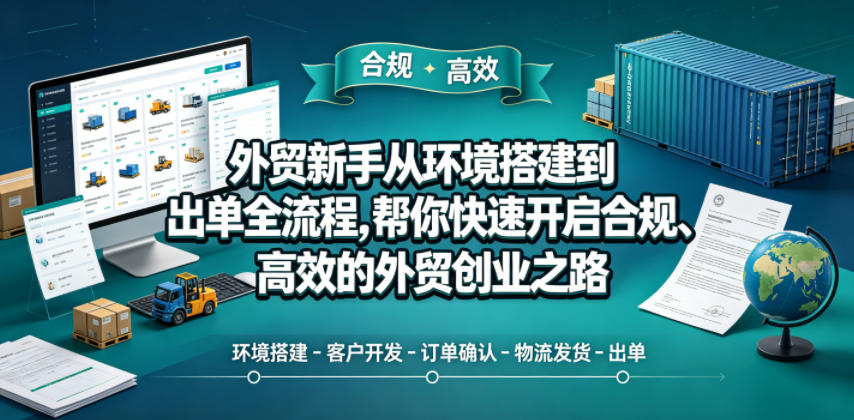 外贸新手从环境搭建到出单全流程，帮你快速开启合规、高效的外贸创业之路-墨痕微课