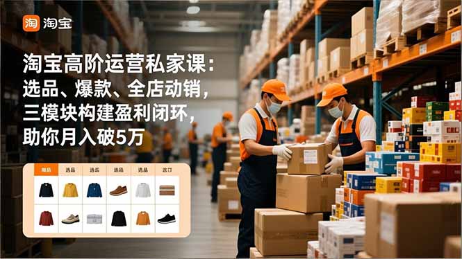 淘宝高阶运营私家课:选品、爆款、全店动销,三模块构建盈利闭环,助你月入破5万-墨痕微课