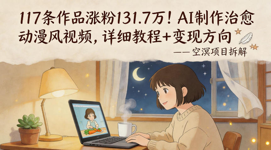 117条作品涨粉131.7W！AI制作治愈动漫风视频，详细教程+变现方向-墨痕微课