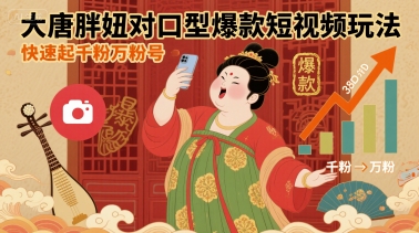 大唐胖妞对口型爆款短视频玩法，快速起千粉万粉号-墨痕微课