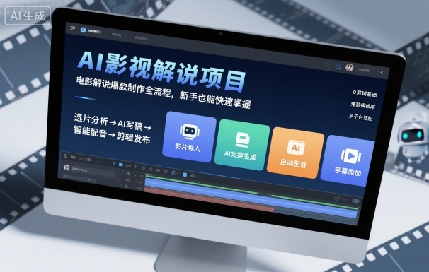 AI影视解说项目,电影解说爆款制作全流程,新手也能快速掌握-墨痕微课