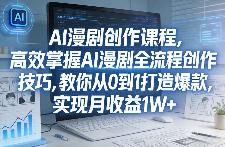 某社群AI漫剧创作课程，高效掌握AI漫剧全流程创作技巧，教你从0到1打造爆款，实现月收益1W+-墨痕微课