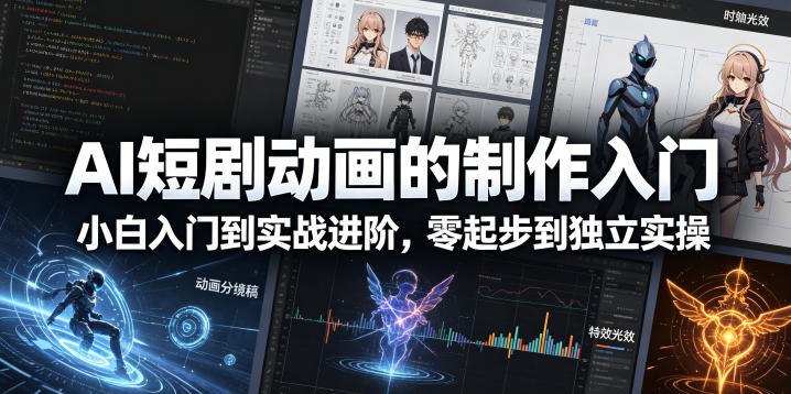 AI短剧动画的制作入门，小白入门到实战进阶，零起步到独立实操-墨痕微课