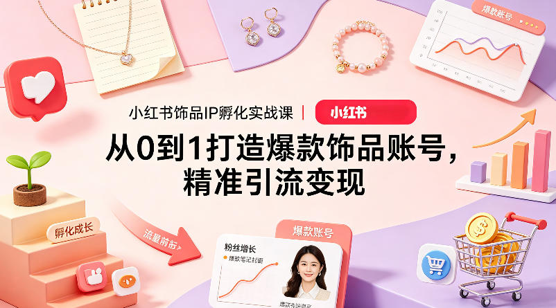 小红书饰品IP孵化实战课｜从0到1打造爆款饰品账号，精准引流变现-墨痕微课