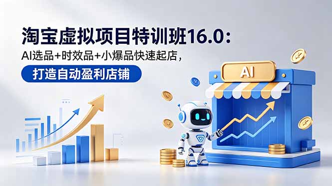 淘宝虚拟项目特训班16.0：AI选品+时效品+小爆品快速起店，打造自动盈利店铺-墨痕微课