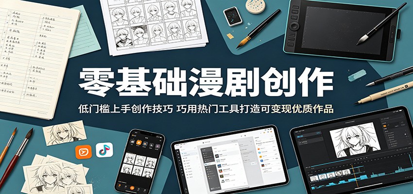 零基础漫剧创作:低门槛上手创作技巧,巧用热门工具打造可变现优质作品-墨痕微课