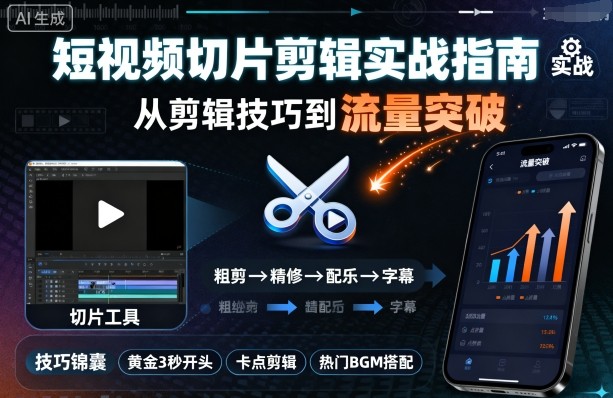 短视频切片剪辑实战指南,从剪辑技巧到流量突破-墨痕微课