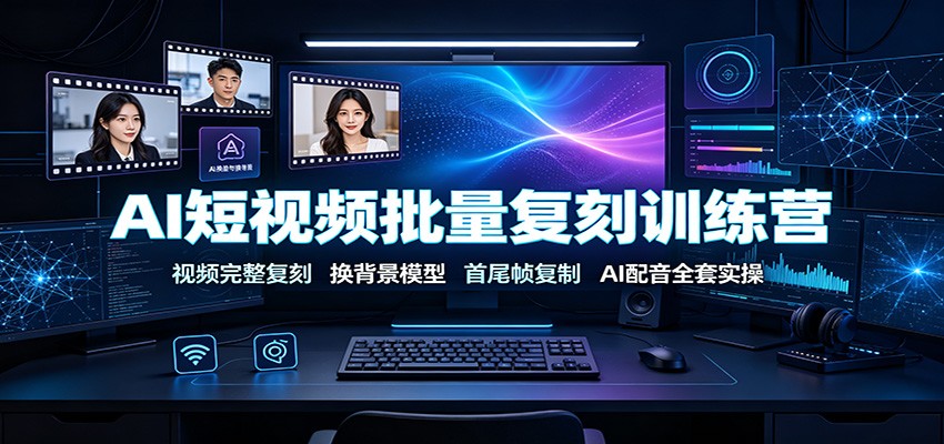 AI短视频批量复刻训练营:视频完整复刻,换背景模型、首尾帧复制、AI配音全套实操-墨痕微课
