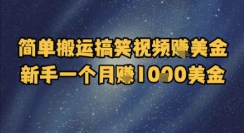 简单搬运搞笑视频挣美金,新手一个月入1k美金-墨痕微课