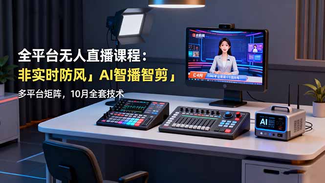 全平台无人直播课程:非实时防风+AI智播智剪+多平台矩阵,10月全套技术-墨痕微课