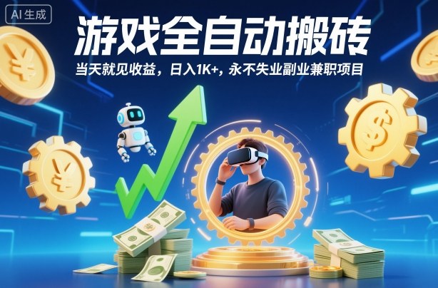 游戏全自动搬砖,当天就见收益,日入1K+,永不失业副业兼职项目【揭秘】-墨痕微课