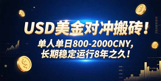 USD美金对冲搬砖!单人单日800-2000CNY,长期稳定运行8年之久!-墨痕微课