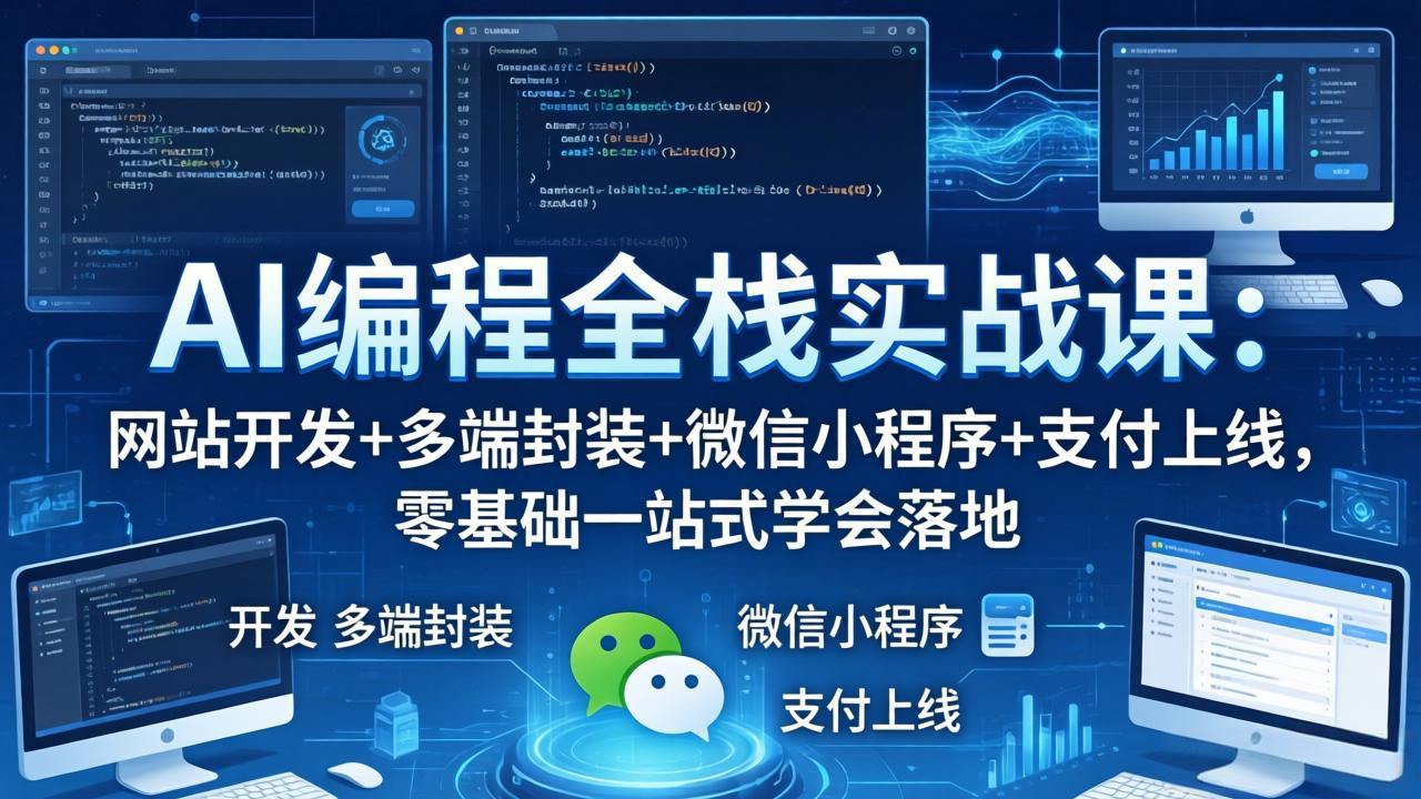 AI编程全栈实战课：网站开发+多端封装+微信小程序+支付上线，零基础一站式学会落地-墨痕微课