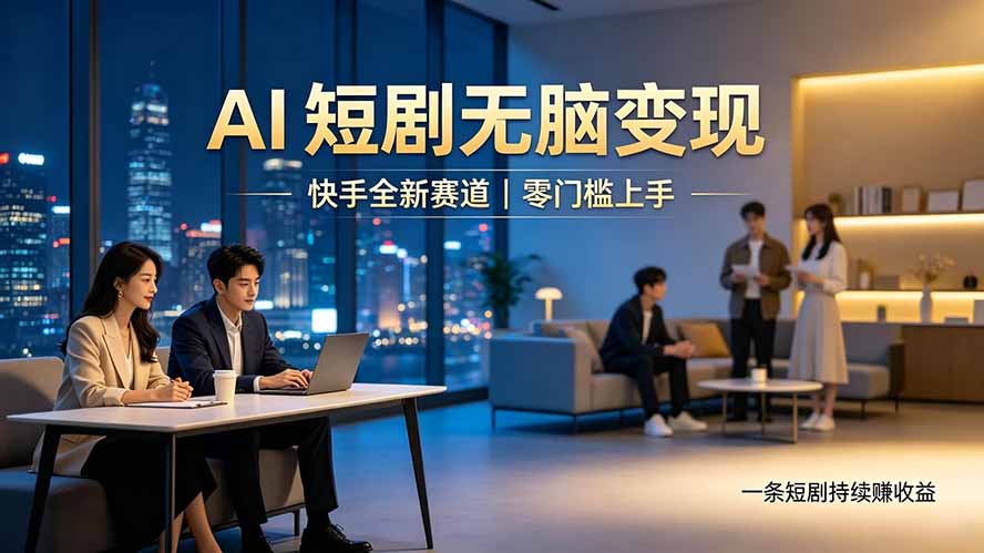 别乱找副业了,快手 AI 短剧零门槛长久被动增收-墨痕微课
