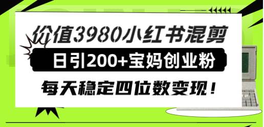 价值3980小红书混剪日引200 宝妈创业粉,每天稳定四位数变现!-墨痕微课