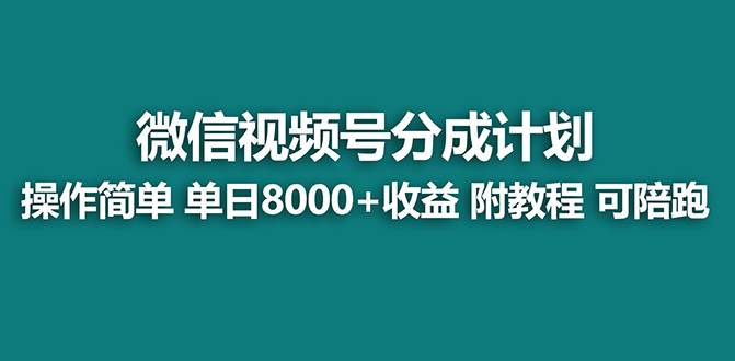 【蓝海项目】视频号分成计划，单天收益8000 ，附玩法教程！可陪跑-墨痕微课