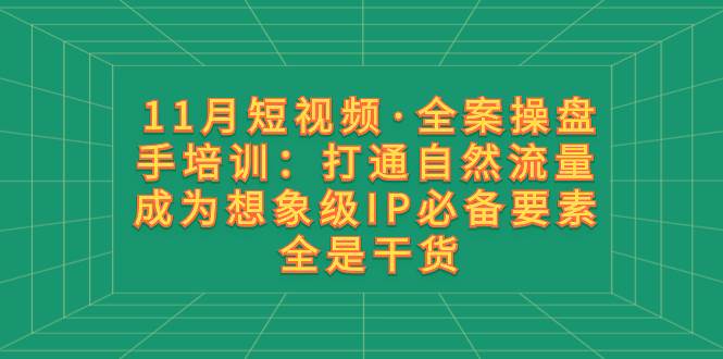 11月短视频·全案操盘手培训：打通自然流量 成为想象级IP必备要素 全是干货-墨痕微课