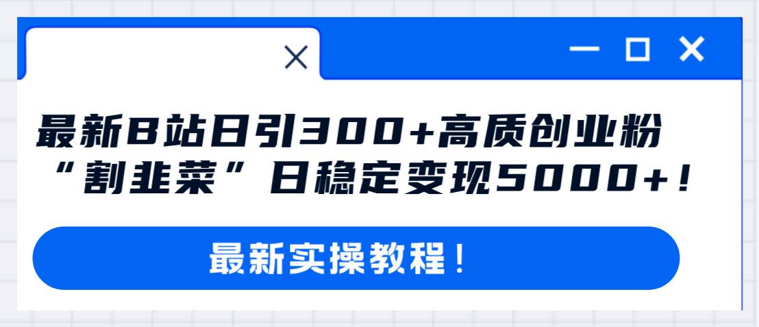 最新B站日引300 高质创业粉教程！“割韭菜”日稳定变现5000 ！-墨痕微课