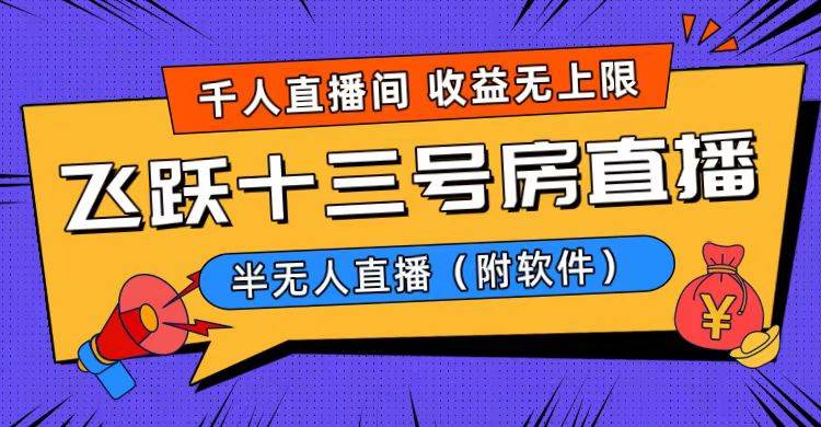 爆火飞跃十三号房半无人直播，一场直播上千人，日入过万！（附软件）-墨痕微课