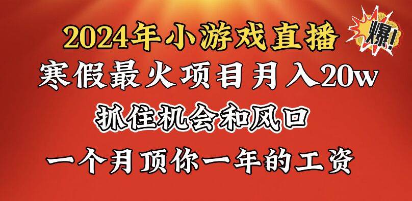 2024年寒假爆火项目,小游戏直播月入20w+,学会了之后你将翻身-墨痕微课