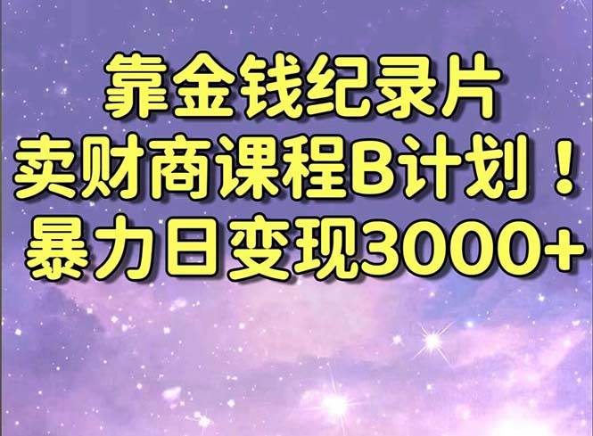 靠金钱纪录片卖财商课程B计划！暴力日变现3000+，喂饭式干货教程！-墨痕微课