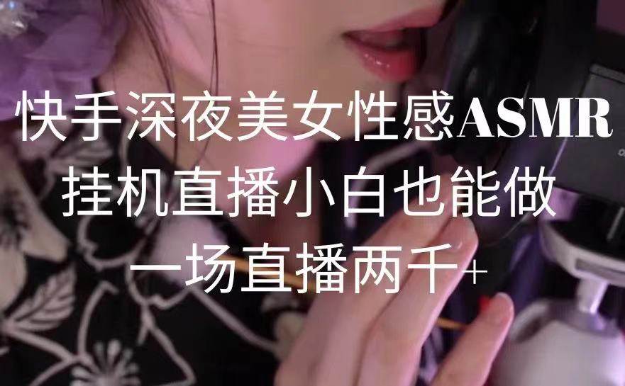 快手深夜美女性感ASMR挂机直播，小白也能做，一场直播两千+-墨痕微课
