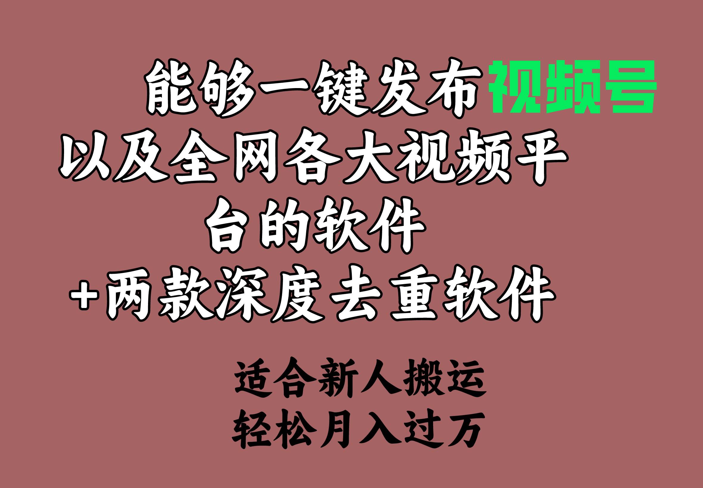 能够一键发布视频号以及全网各大视频平台的软件+两款深度去重软件 适合…-墨痕微课