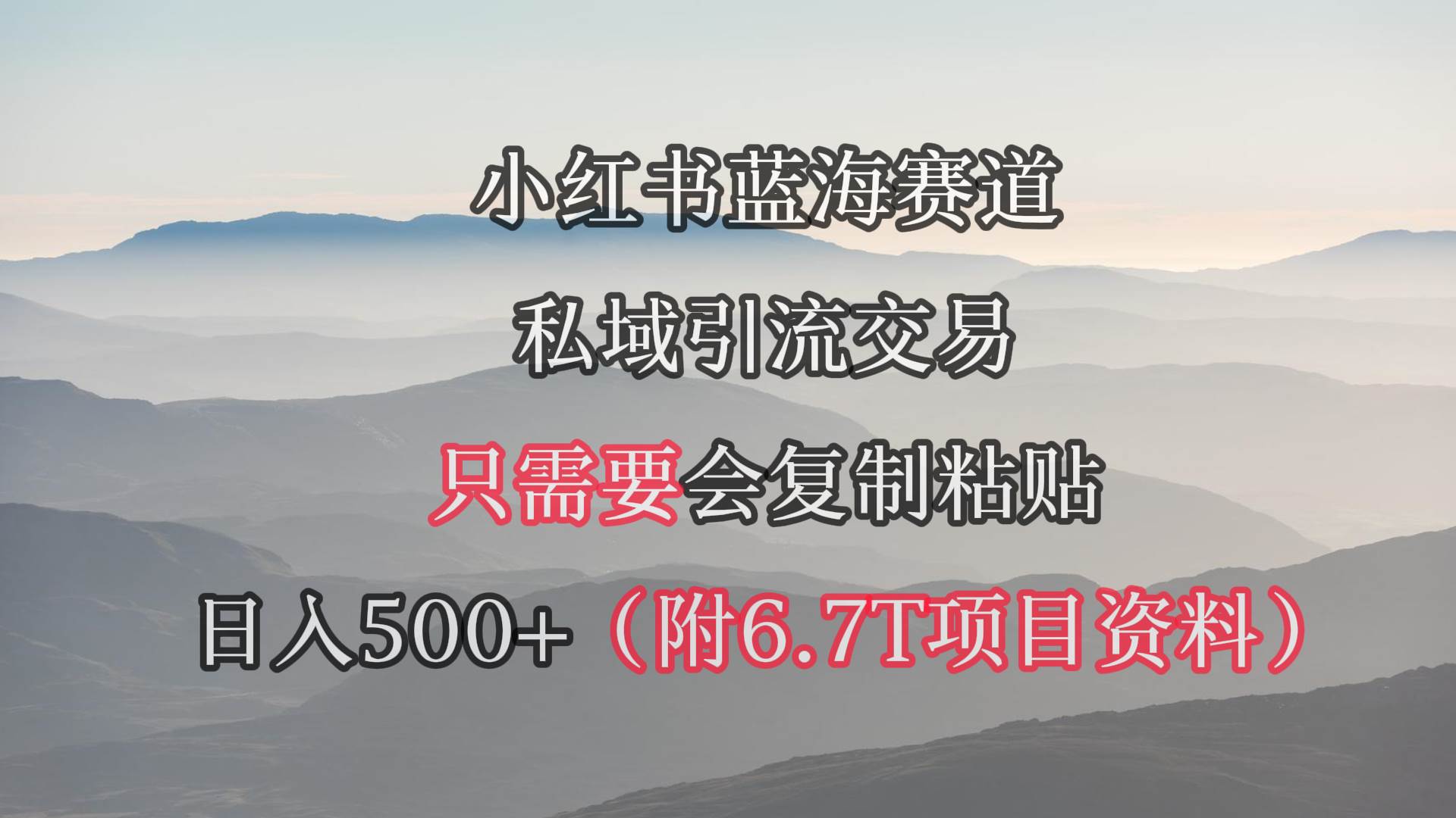 小红书短剧赛道，私域引流交易，会复制粘贴，日入500+（附6.7T短剧资源）-墨痕微课