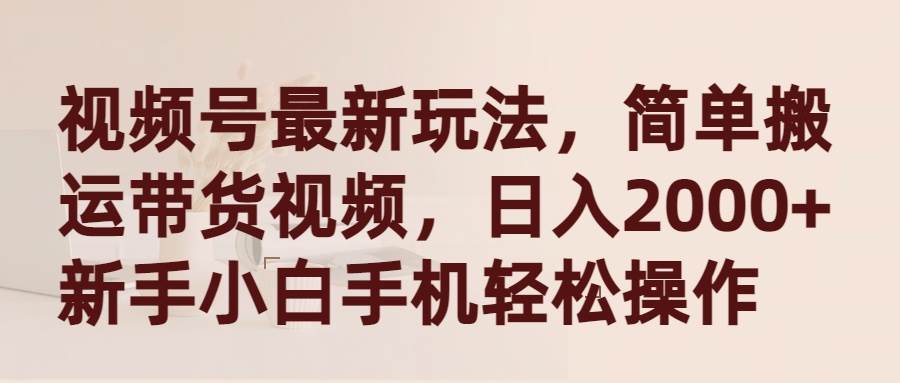 视频号最新玩法，简单搬运带货视频，日入2000+，新手小白手机轻松操作-墨痕微课