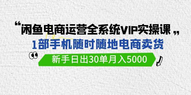 闲鱼电商运营全系统VIP实战课，1部手机随时随地卖货，新手日出30单月入5000-墨痕微课