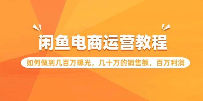 闲鱼电商运营教程：如何做到几百万曝光，几十万的销售额，百万利润-墨痕微课