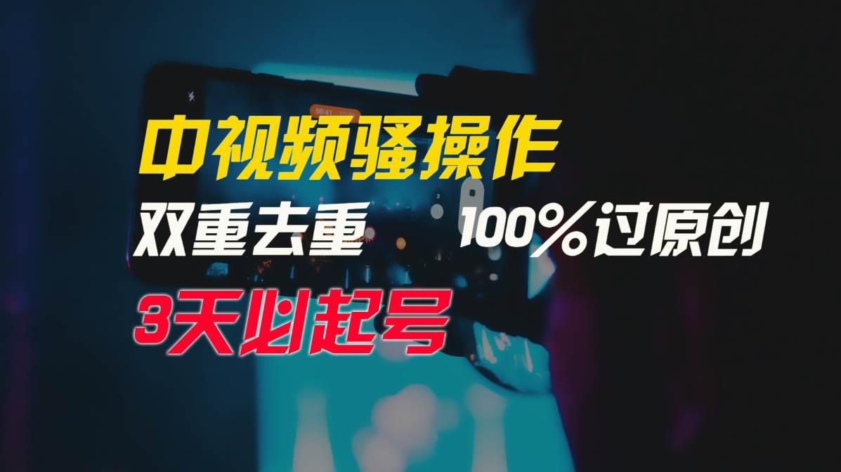 中视频骚操作，双重去重100%过原创，3天比必起号，简单无脑，月入3W+-墨痕微课