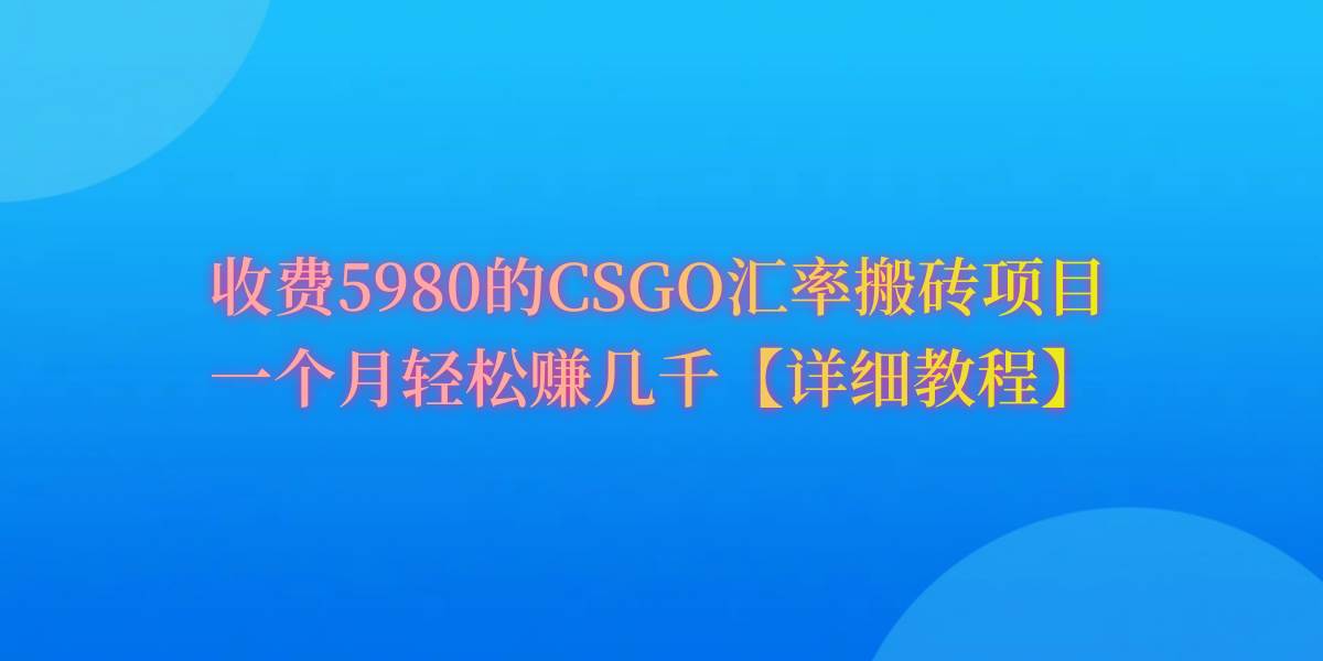 CSGO装备搬砖，月综合收益率高达60%，你也可以！-墨痕微课