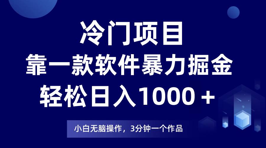 冷门项目，靠一款软件暴力掘金日入1000＋，小白轻松上手第二天见收益-墨痕微课
