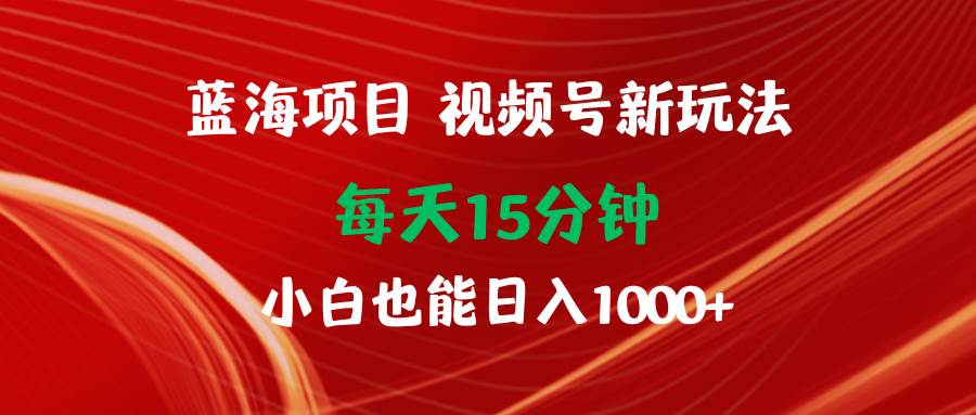 蓝海项目视频号新玩法 每天15分钟 小白也能日入1000+-墨痕微课