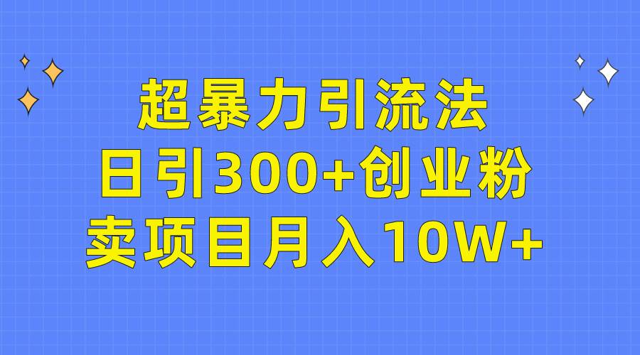 超暴力引流法，日引300+创业粉，卖项目月入10W+-墨痕微课