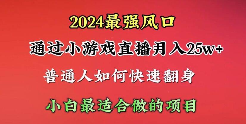 2024年最强风口,通过小游戏直播月入25w+单日收益5000+小白最适合做的项目-墨痕微课