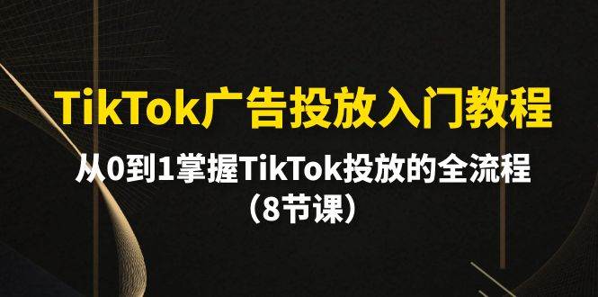 TikTok广告投放入门教程，从0到1掌握TikTok投放的全流程（8节课）-墨痕微课