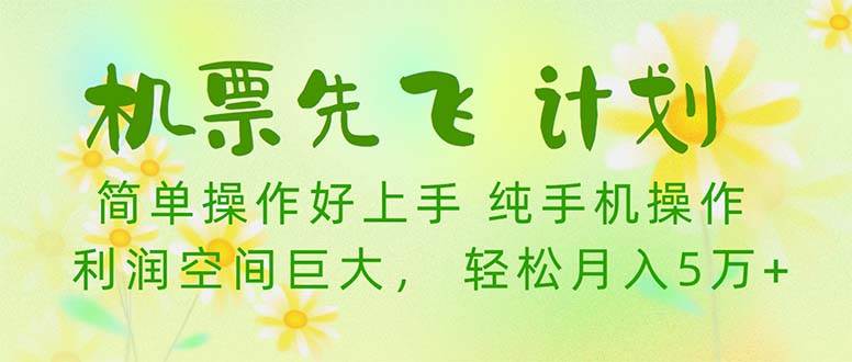 机票 先飞计划！用里程积分 兑换机票售卖赚差价 纯手机操作 小白月入5万+-墨痕微课